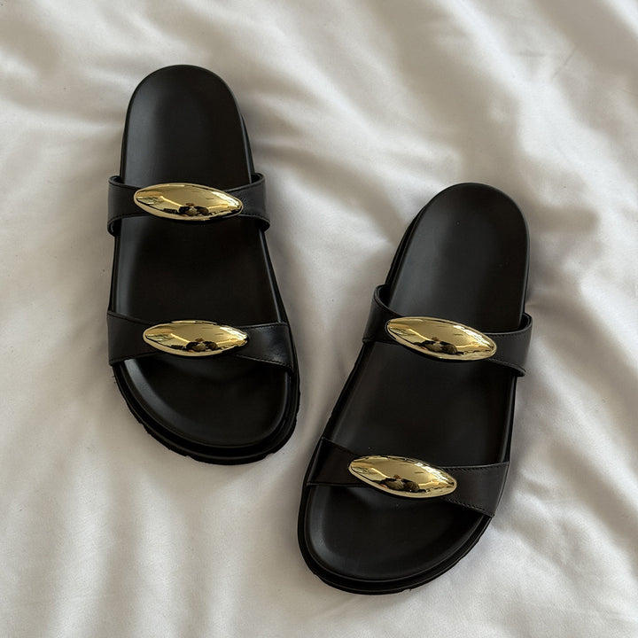 Femme Elegant Triple-Rem Strap Slide Sandaler Stilla