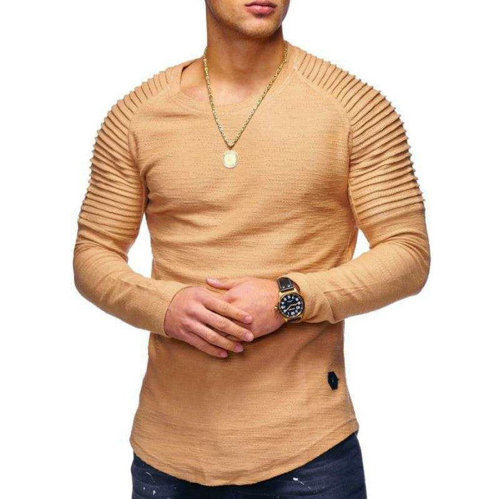 Herrer elegant langærmet pullover med struktureret design og smal pasform Stilla