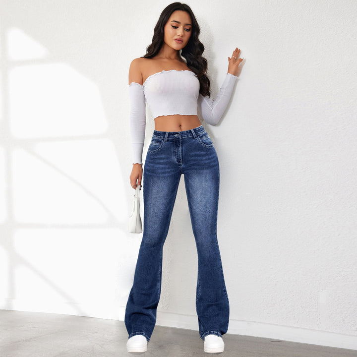 Kvinder Flared Jeans i Vintage Stil med Høj Talje Stilla