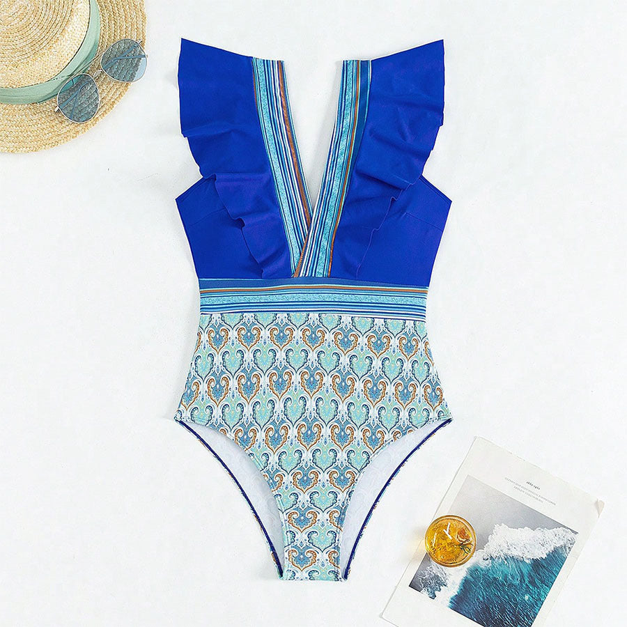 Kvinder Rüsch V-udskæring Én-stykke Badedragt Stilla