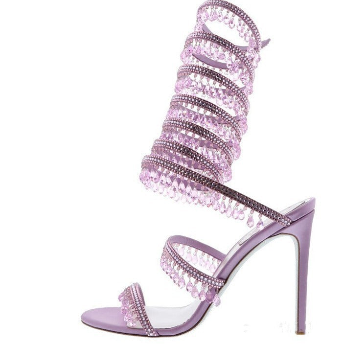 Femme Glamorous kryst dekoreret højhælede sandaler Stilla