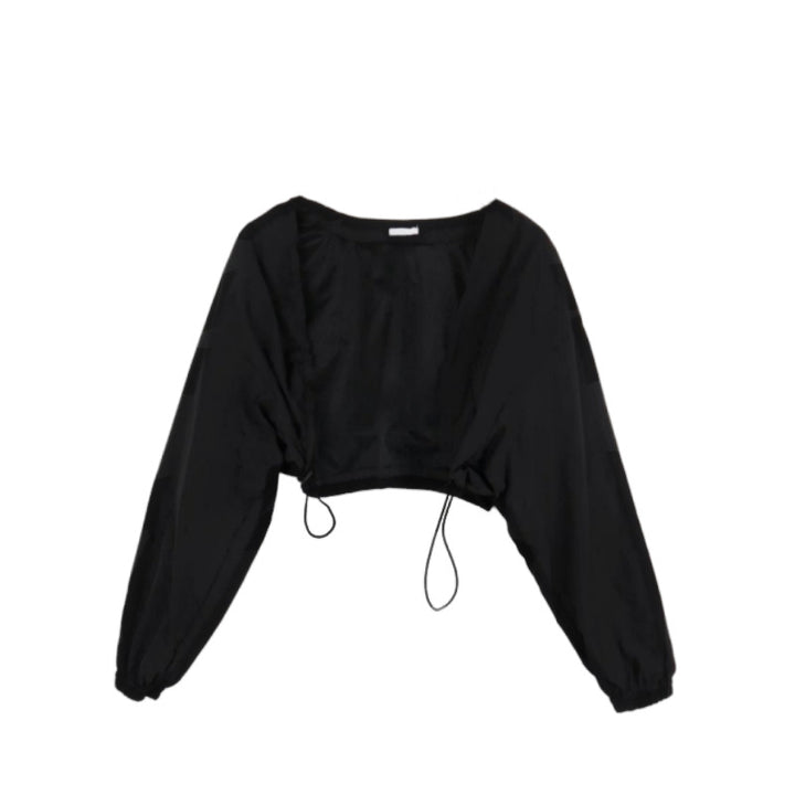 Kvindernes cropped langærmet bluse med flæser Stilla