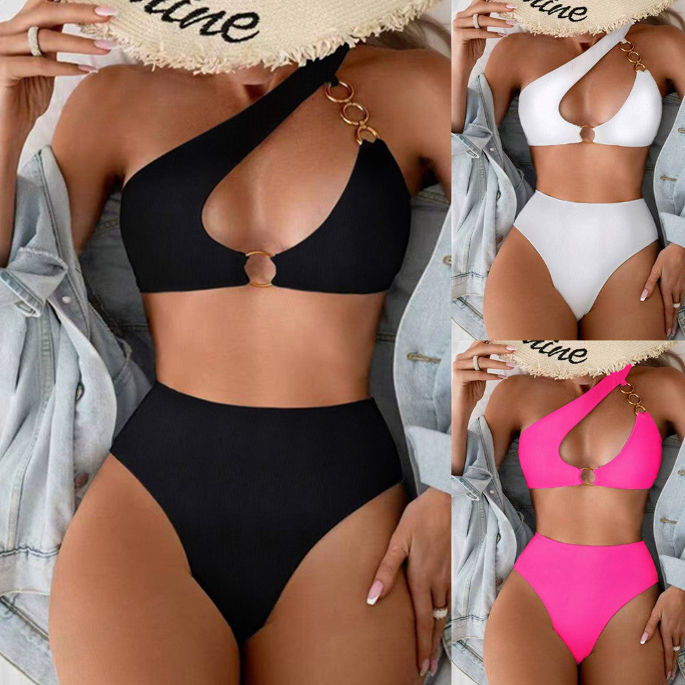 Dame asymmetrisk Cut-Out High-Waist Bikini Sæt Stilla