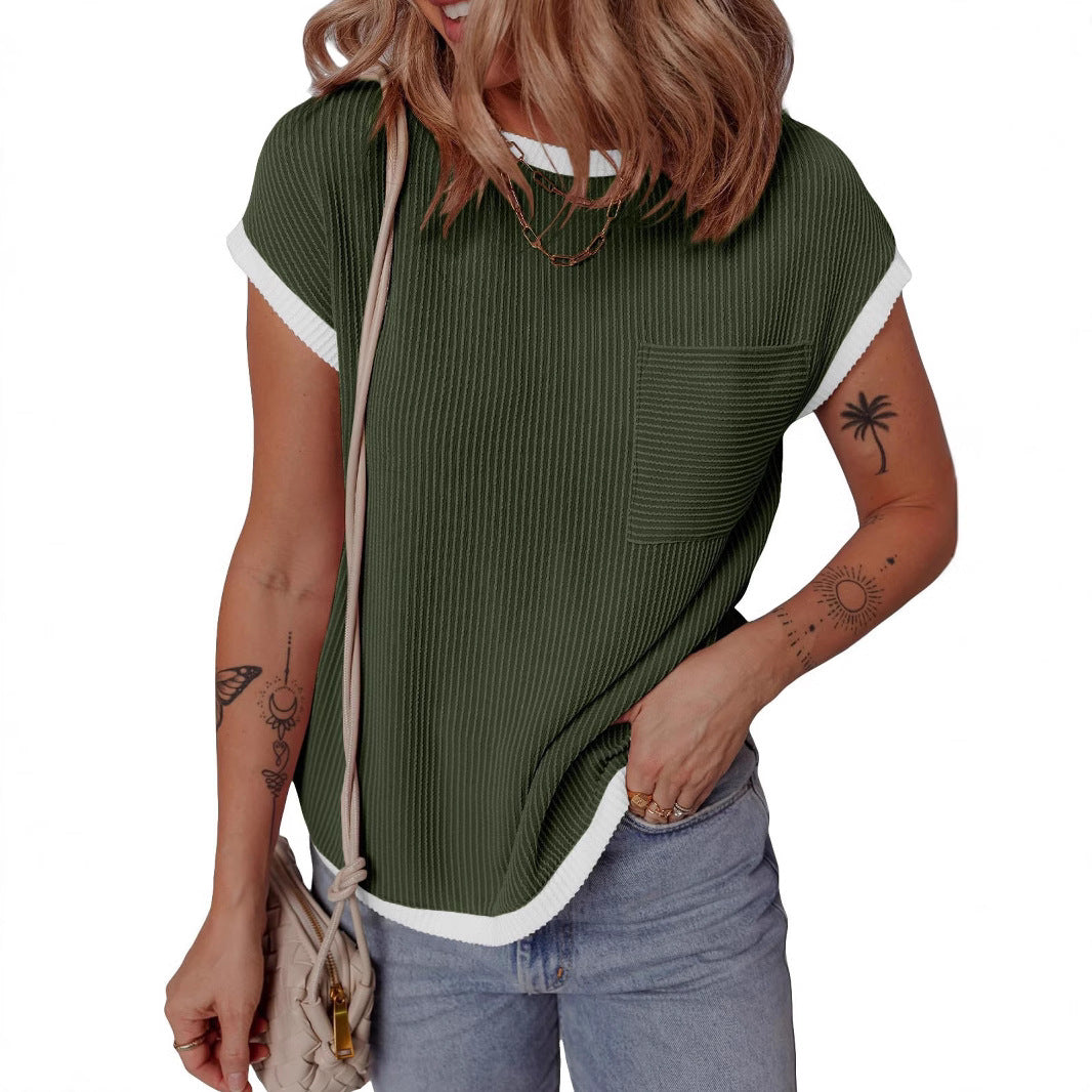 Dame Casual Struktureret Pocket Tee Stilla