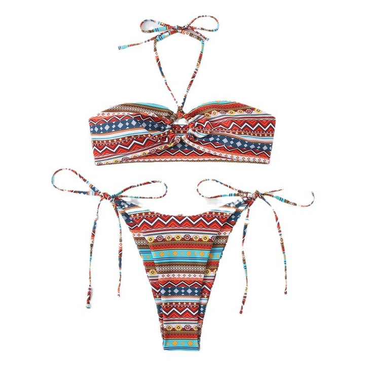 Dame Bohemian Bandeau Bikini Sæt Stilla