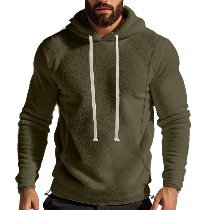 Herre fleece-hoodie med høj krave og kengurupose Stilla