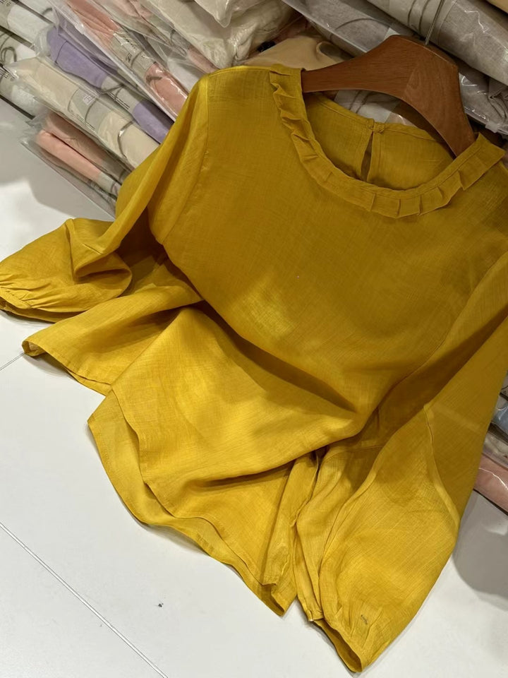 Femme Letvægts Flæsekant Bluse Stilla