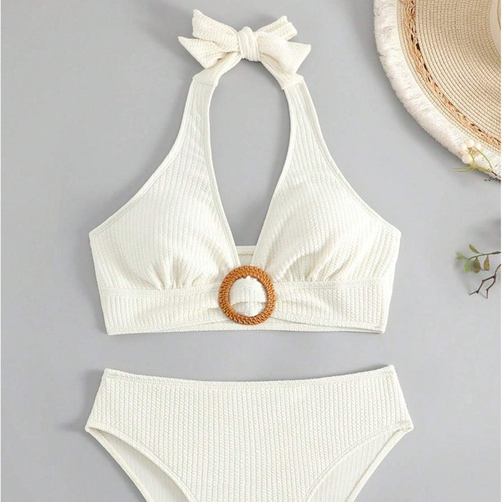 Dame bikinisæt med elegant ring-detalje og moderigtig neckholder Stilla