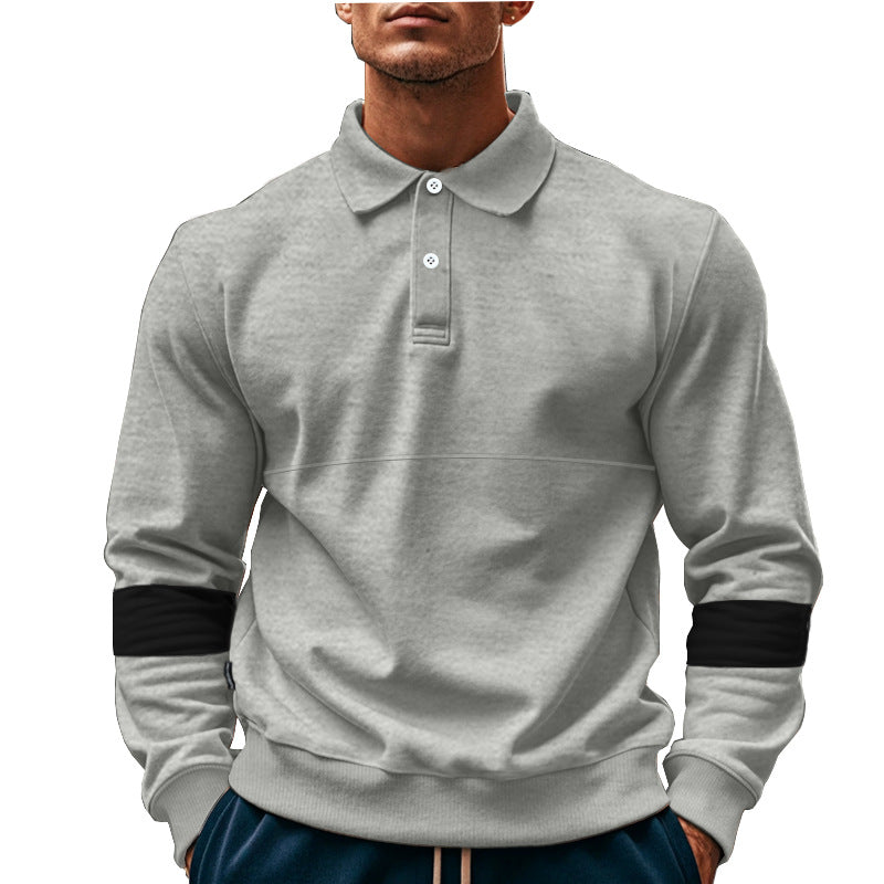 Herrer sporty sweater med strukturerede ærmer og klassisk krave Stilla