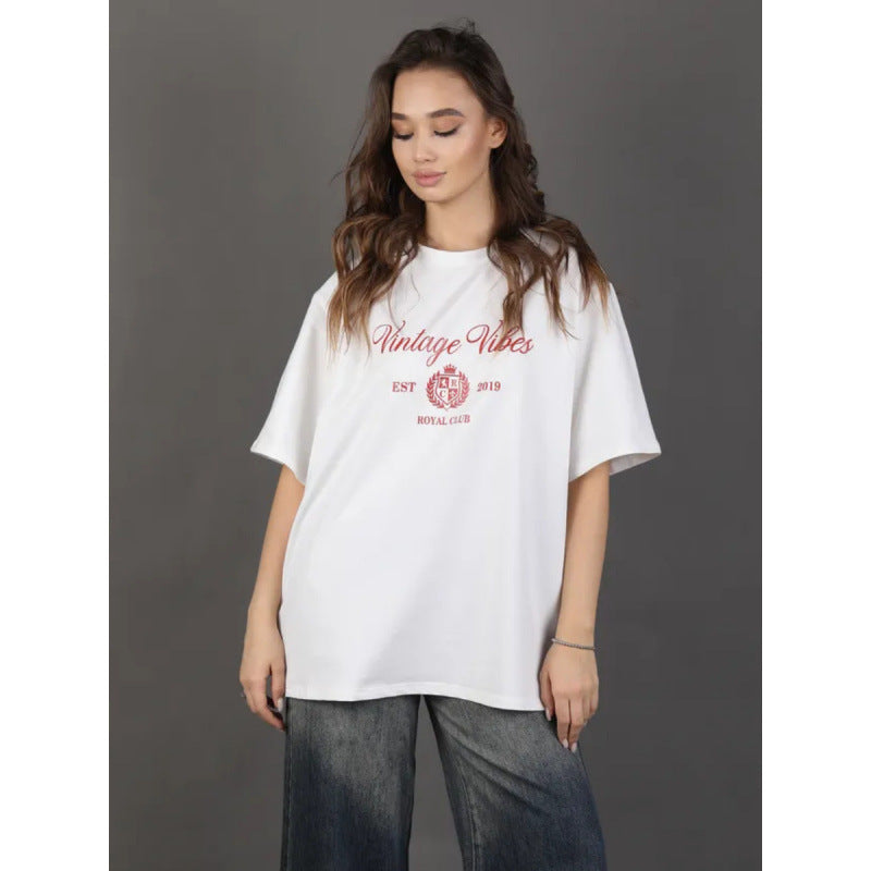 Dame Oversized T-shirt med stilfuld vintage-print og afslappet snit Stilla