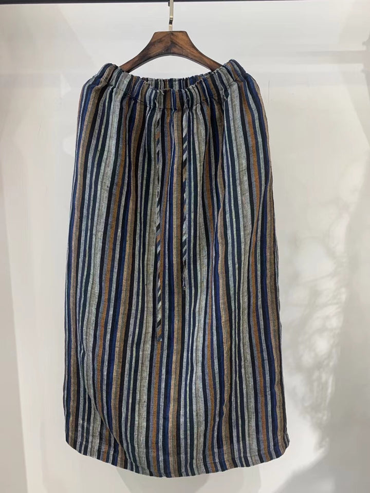 Femme Stribet Løs Maxi-Nederdel Stilla