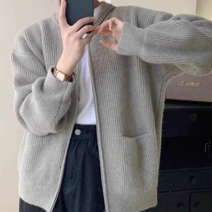 Damer Cozy Knit Cardigan med Høj Krave Stilla
