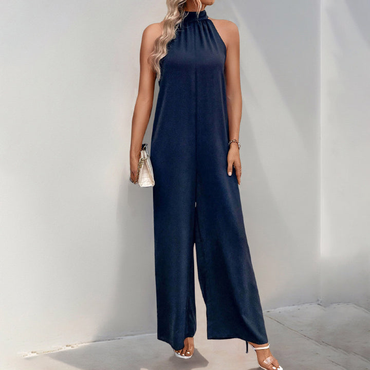 Dame Elegant Højkrave-Overall med bred ben Design Stilla