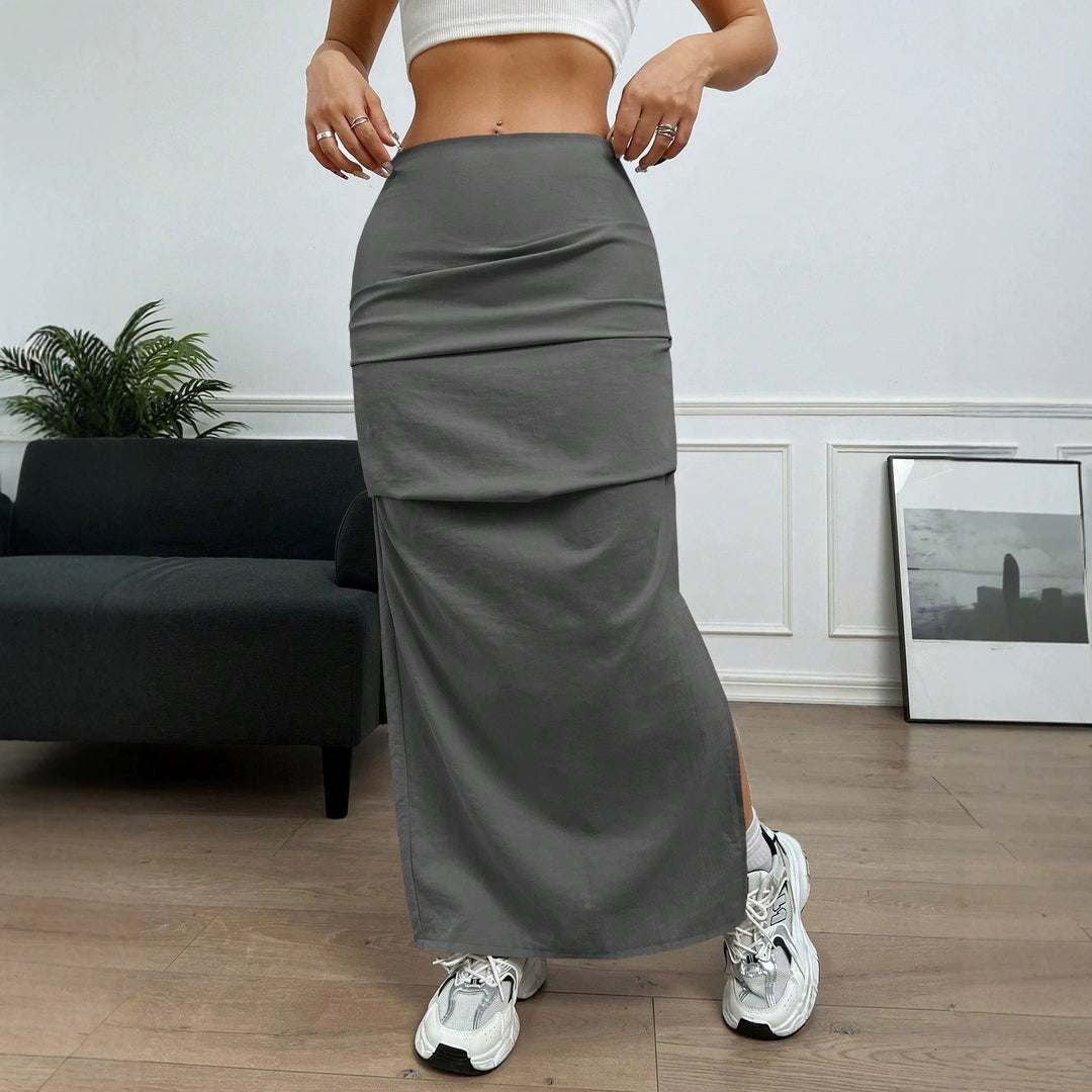 Dame Longskirt med sidelæg og elastisk talje Skovae