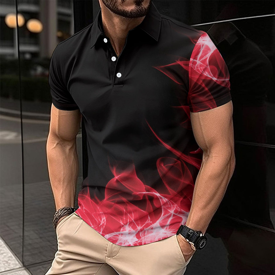 Herrer Polo shirt med moderne kunstgrafikdesign og åndbare materialer Stilla