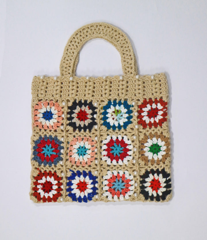 Dame hæklede taske i farverigt Granny-Square-design Stilla