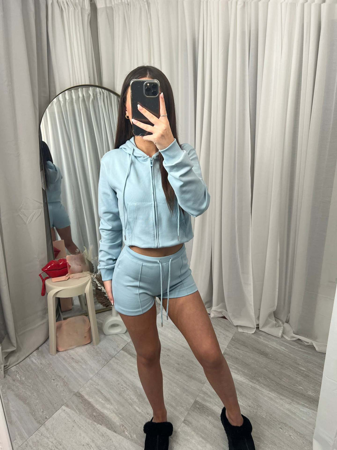 Kvinders sporty crop top og shorts sæt Skovae