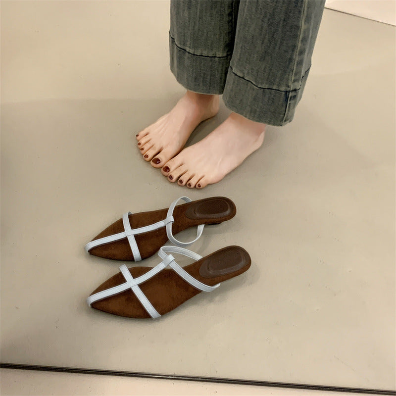 Dame elegante Open-Toe Slide Sandaler med metalliske remme Stilla