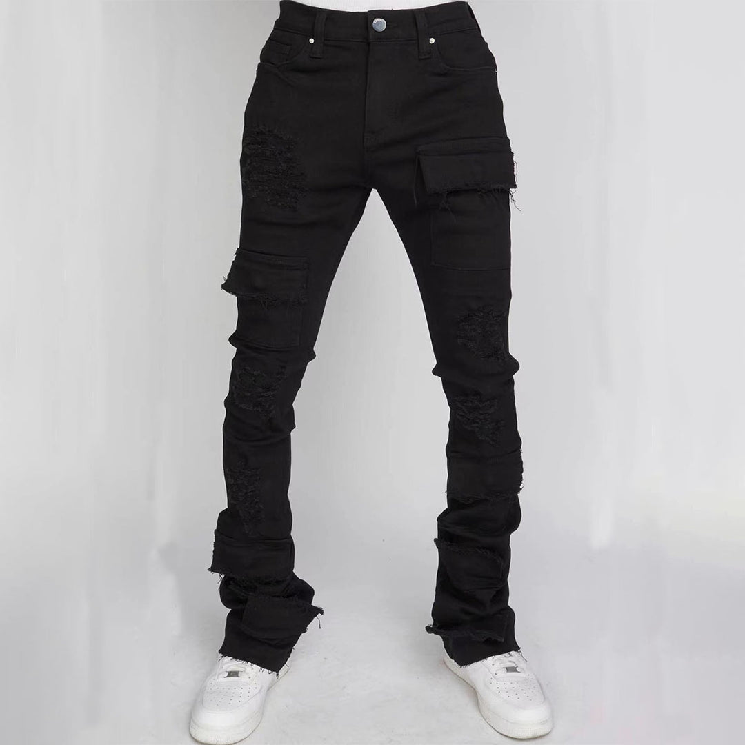 Dame cargo-jeans med dekorative lommer og moderne slidser Stilla