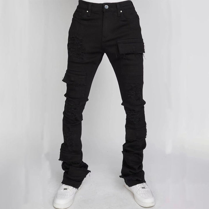 Dame cargo-jeans med dekorative lommer og moderne slidser Stilla