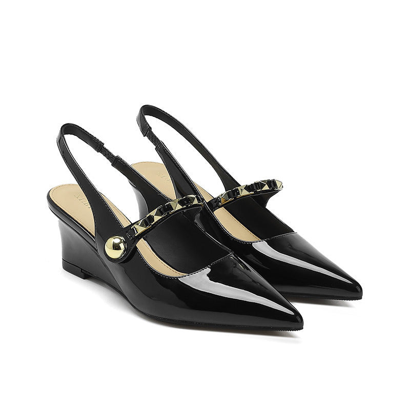 Dame Wedge Slingback Hæle med dekorativt Rem-detajle Stilla