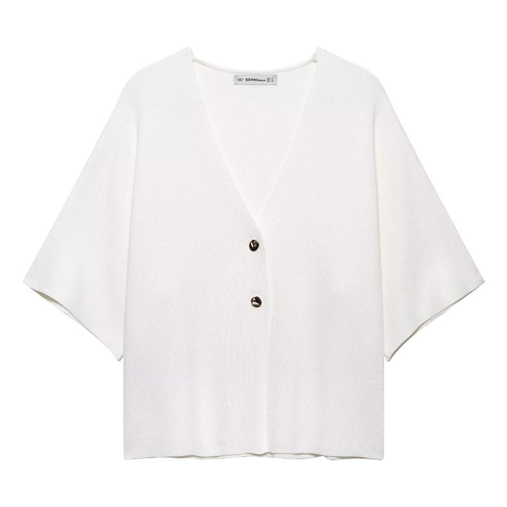 Damer bred strikjakke med elegante knapdetaljer Stilla