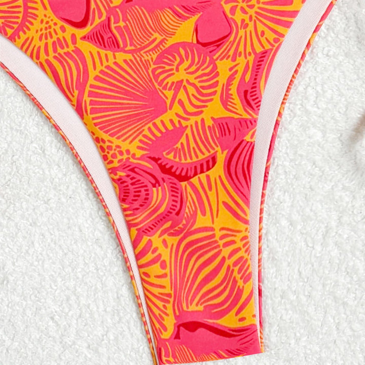 Dame Triangel-Bikini med farverigt blomstermotiv og justerbare stropper Stilla