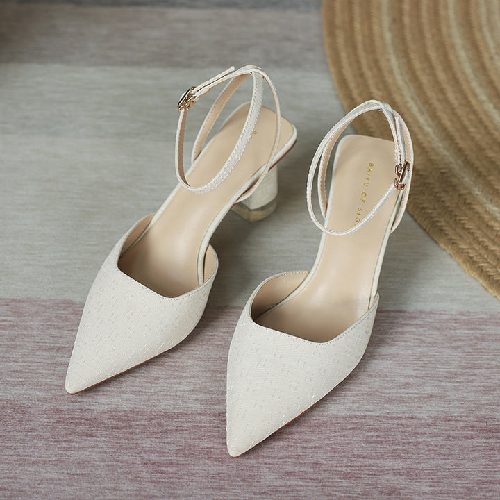 Femme Spidse Slingback Hæle med klodset gennemsigtig hæl Stilla