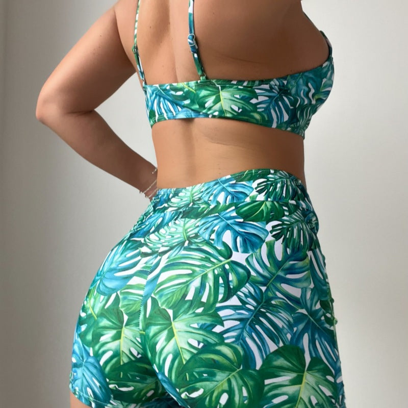 Dame Sporty To-Piece Badedragt-Sæt med floral bladtryk Stilla