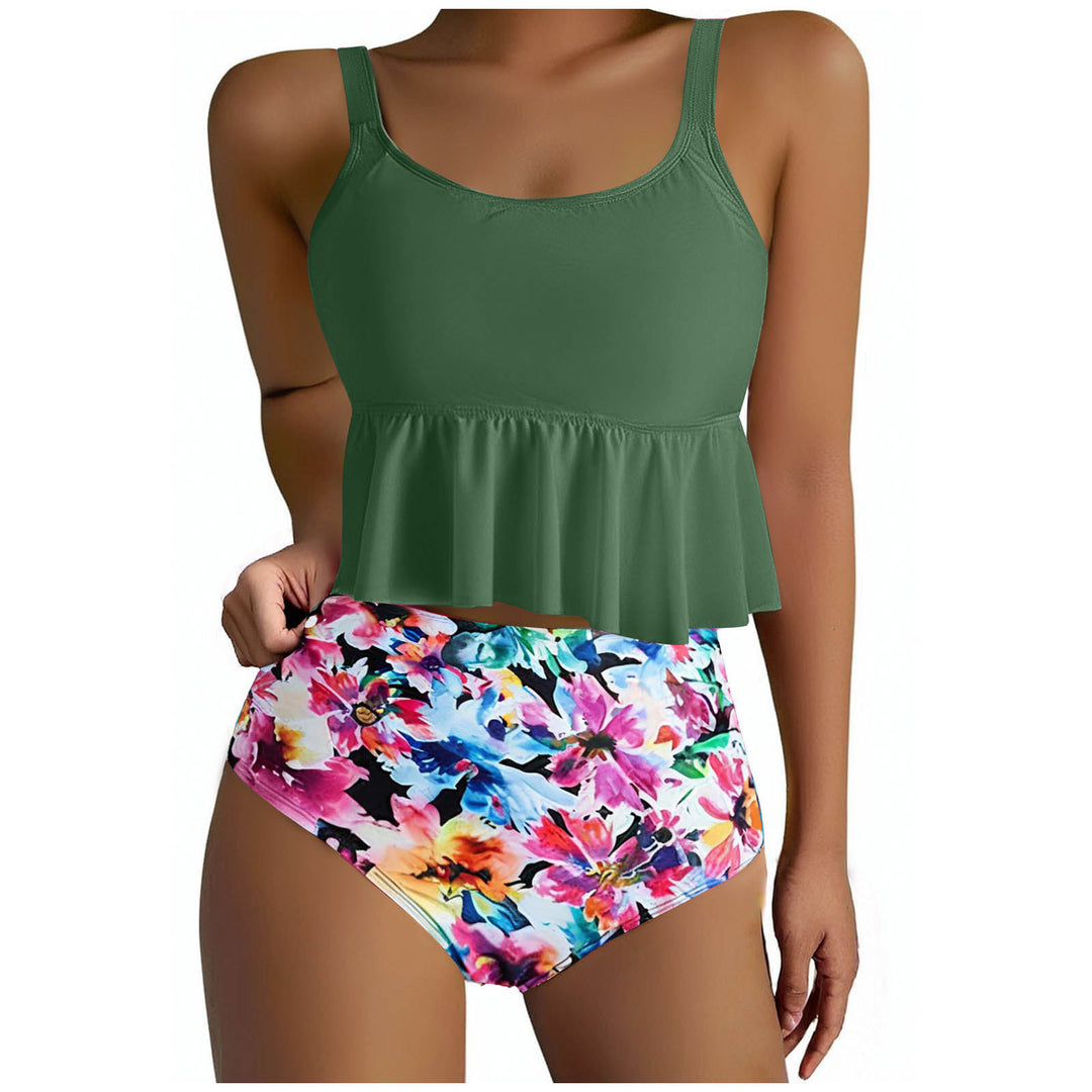 Femme Flowing Peplum Top Højtaljet Badedragt Sæt Stilla