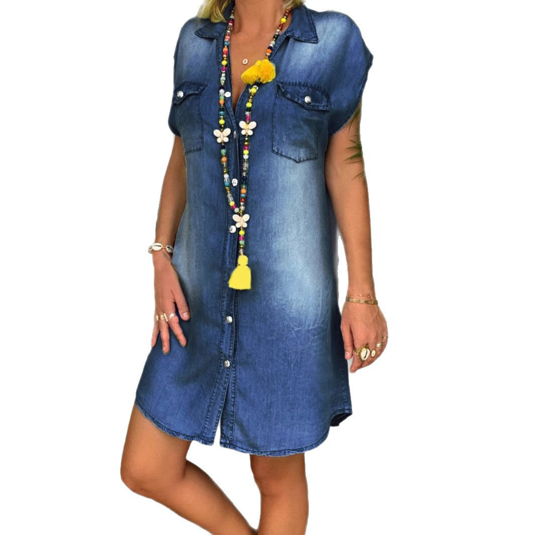 Dame Fritids Denim Skjortekjole Stilla