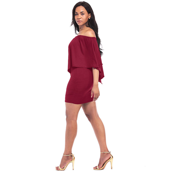 Damer Off-Shoulder Minikjole med flydende overdel og taljeeftertryk Skovae