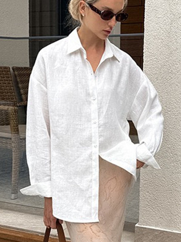 Dame casual skjorte bluse lavet af let linned Stilla
