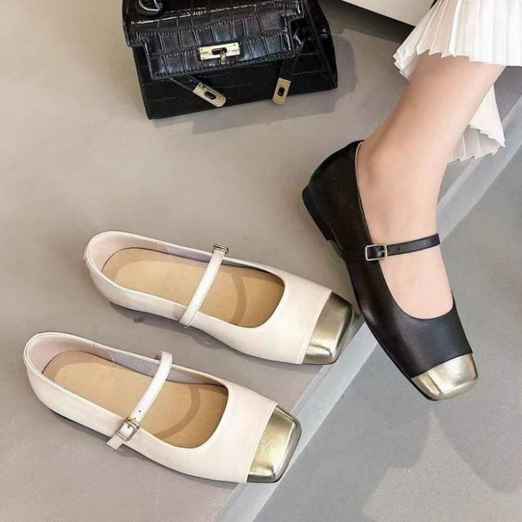 Dame elegante Ballerinas med moderigtige spænde lukning og stilfuldt glimmer element Stilla