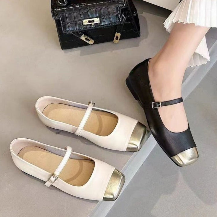 Dame elegante Ballerinas med moderigtige spænde lukning og stilfuldt glimmer element Stilla