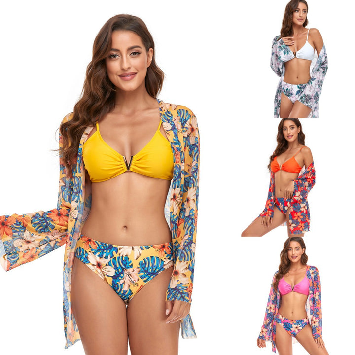 Damebikini med blomsteroverdel Stilla