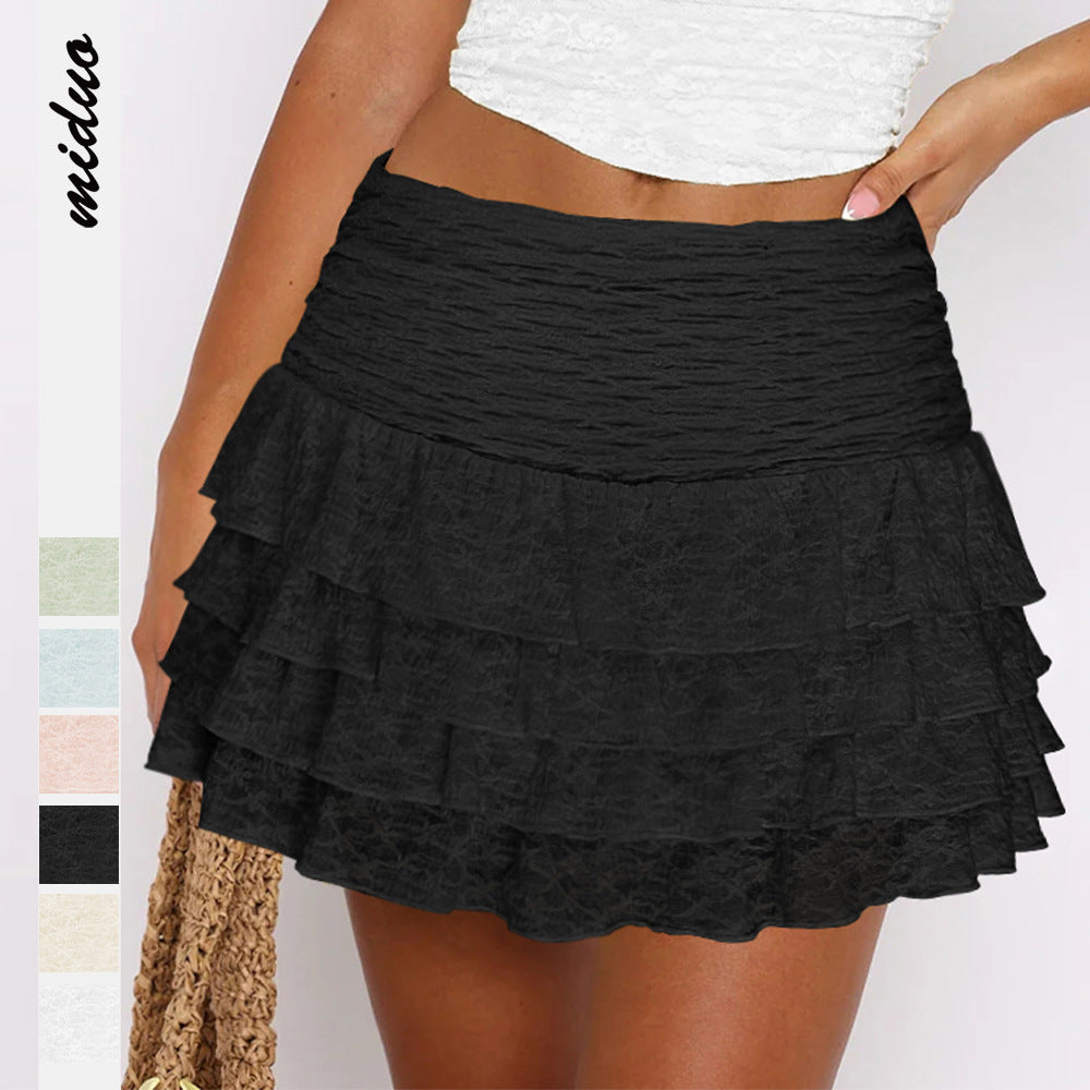 Dame volanter shorts med flere lag og elastisk talje Stilla