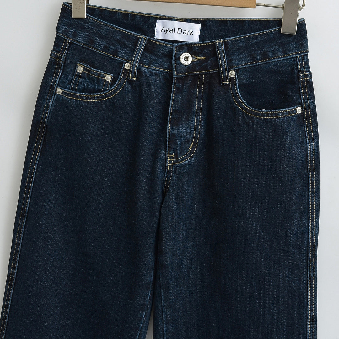 Dame bredskårede jeans med høj talje og klassisk design Stilla