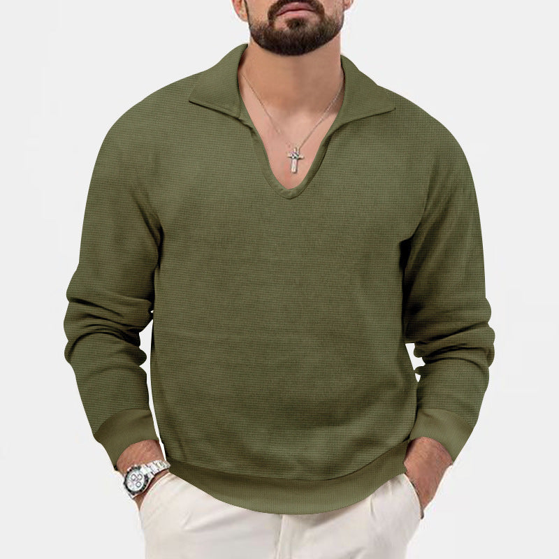 Herren V-hals pullover i afslappet strikdesign Stilla