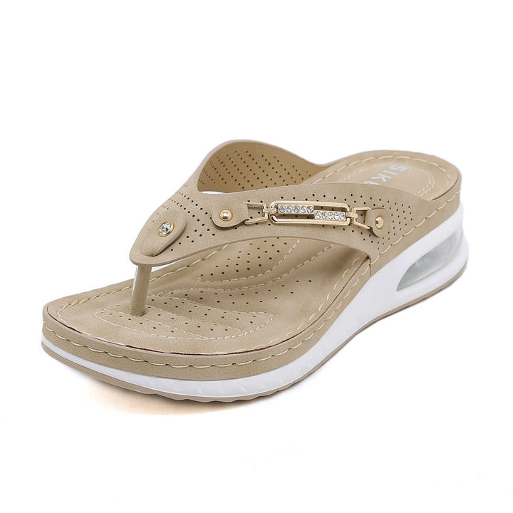 Dame flip-flops med innovativ dæmpningsteknologi og prydet rem Stilla
