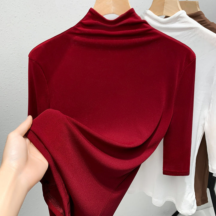Dame Langærmet skjorte med moderne stålkrave og elegant drapering Stilla