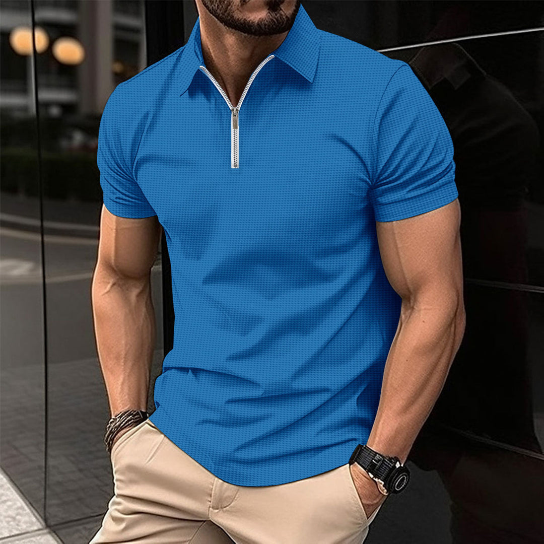 Herrer polo t-shirt med modern lynlås og struktureret design Stilla