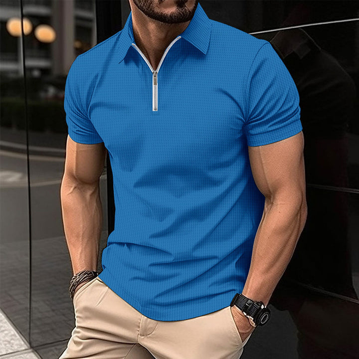 Herrer polo t-shirt med modern lynlås og struktureret design Stilla