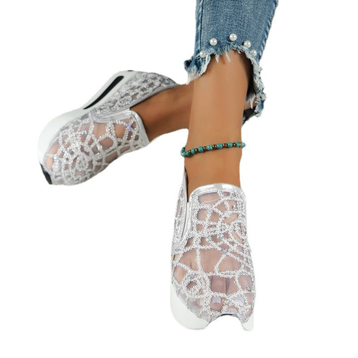 Dame Slip-On Sko med funklende strassmønster og elastisk overmateriale Stilla