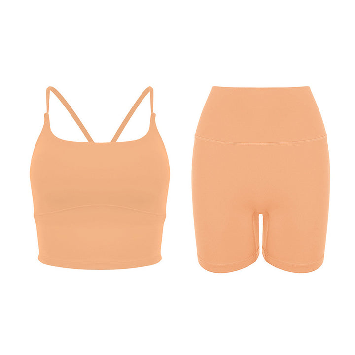 Dame Sporty Set lavet af åndbart materiale med tanktop og højtaljede shorts Stilla