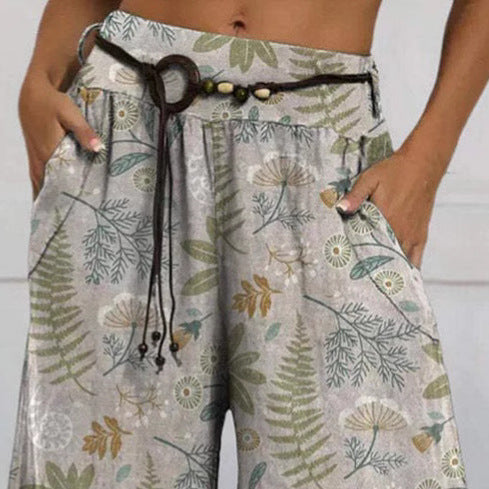 Dame Relaxed Fit Floral Bred Bukser Stilla