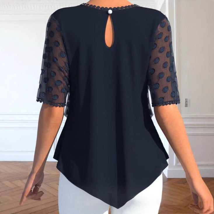 Dame elegant tunika med transparente ærmer og struktureret design Stilla
