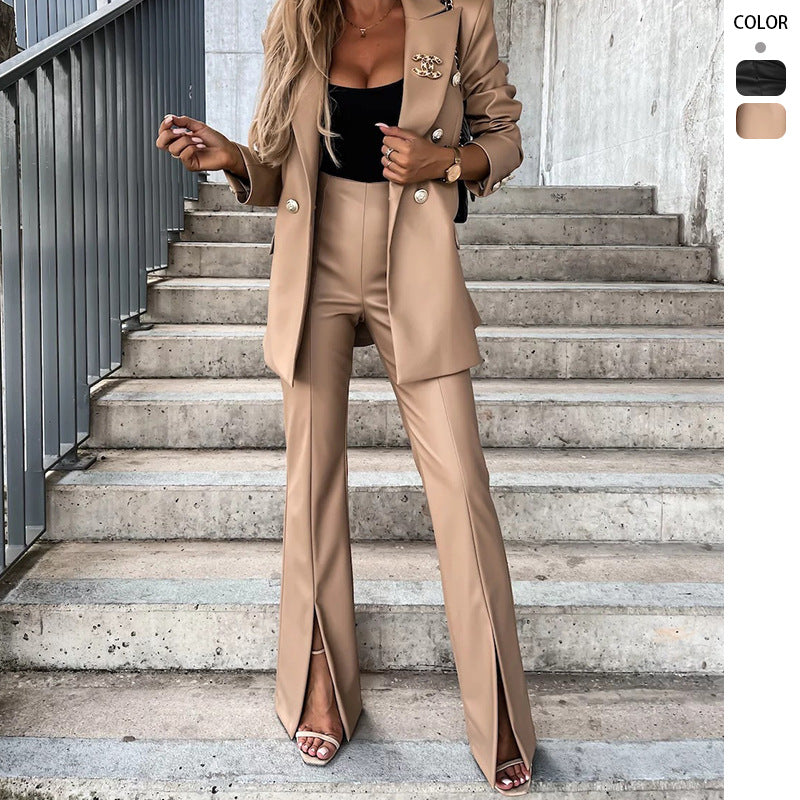 Dame Elegant Jakkesæt Sæt med Skræddersyet Blazer og Høje Slids Stilla