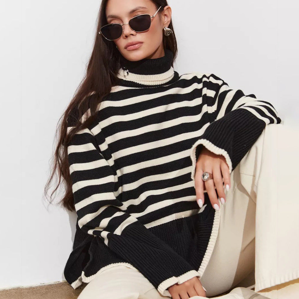 Femme Stribet Overdimensioneret Strikpullover Stilla