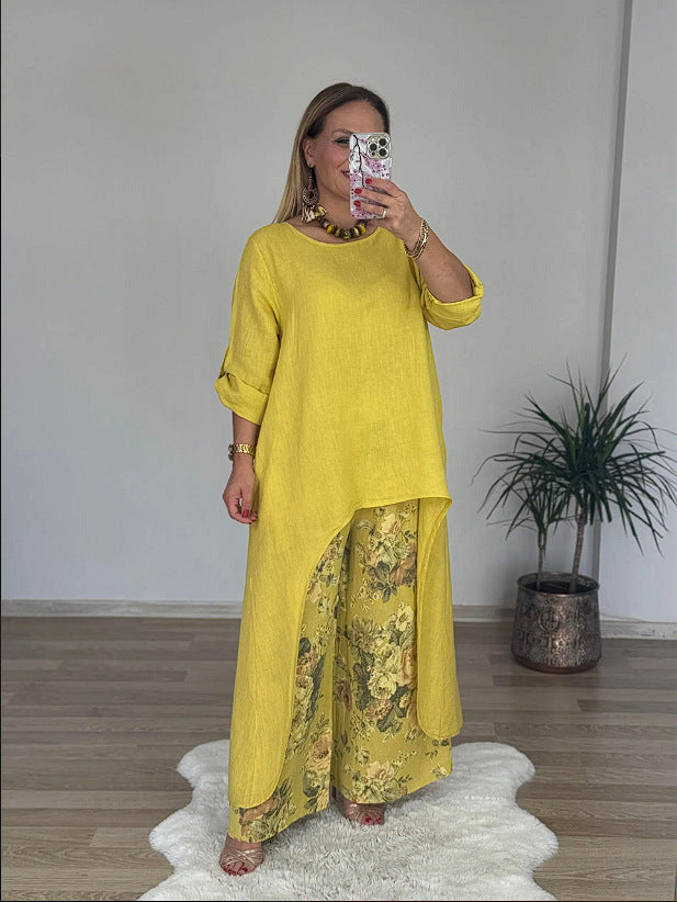 Dame Relaxed Fit Linned Tunika Top Stilla